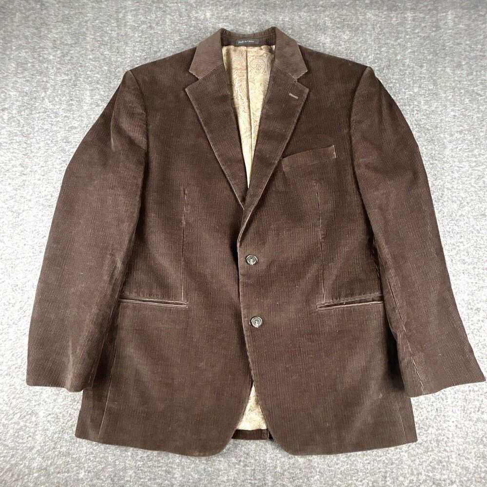 Chaps Corduroy Blazer Mens 42R Chocolate Brown 2 Button Paisley Lining Vented